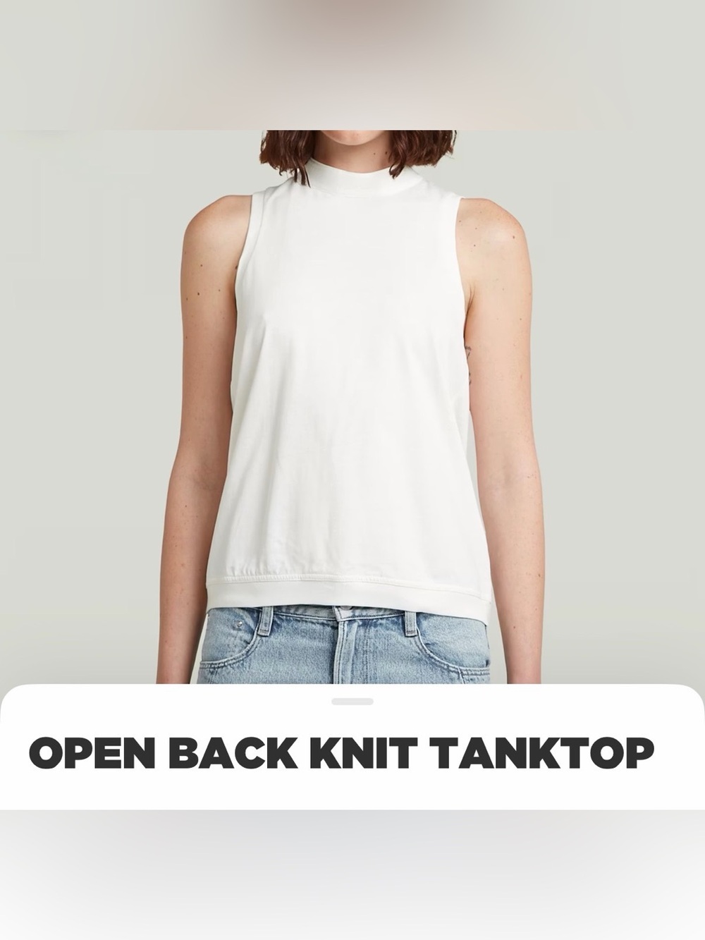 G-Star White Mock Neck Knit open back Tank M